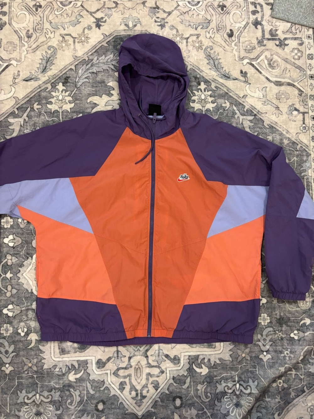Nike vintage 90’s Purple & Orange Colorblock Hooded Windbreaker
